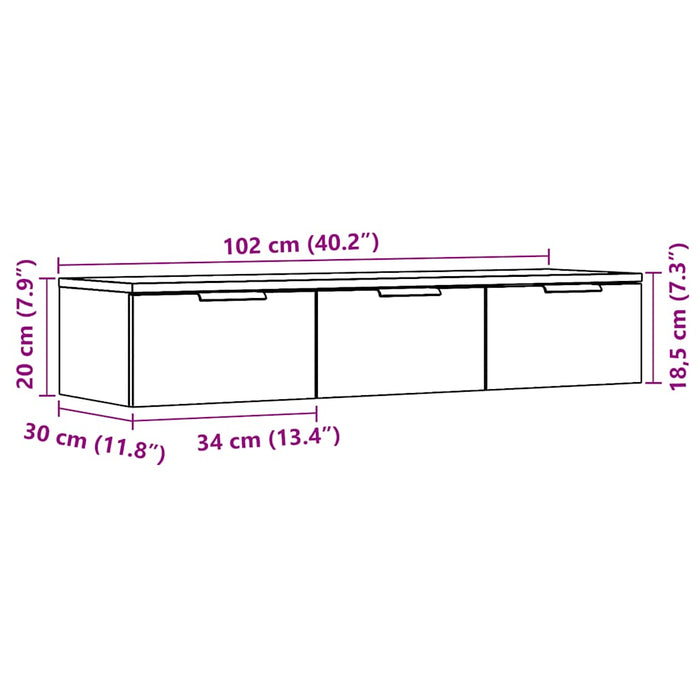 Dulap de perete, Lemn vechi, 102x30x20 cm, lemn prelucrat - WALTI WALTI