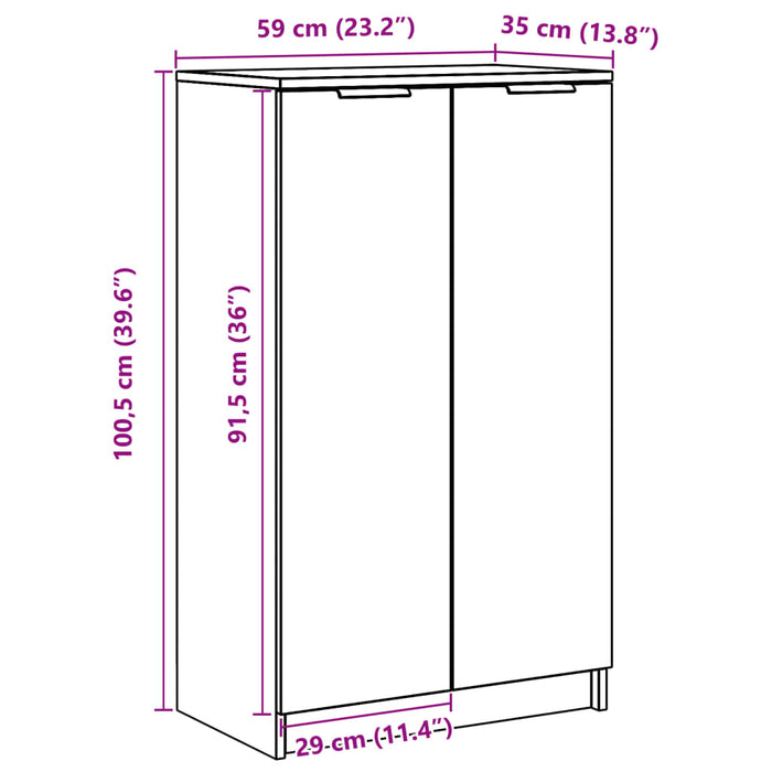 Pantofar, stejar artizanal, 59x35x100,5 cm, lemn prelucrat - WALTI WALTI