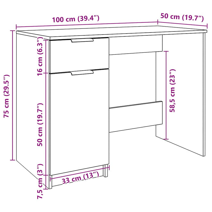 Birou, lemn vechi, 100x50x75 cm, lemn prelucrat - WALTI WALTI