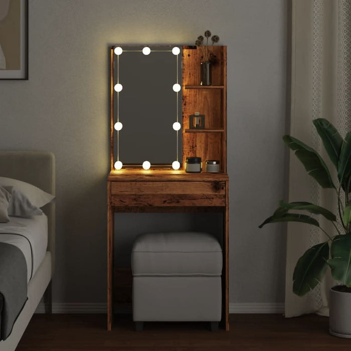 Masă de toaletă cu LED, lemn vechi, 60x40x140 cm - WALTI WALTI