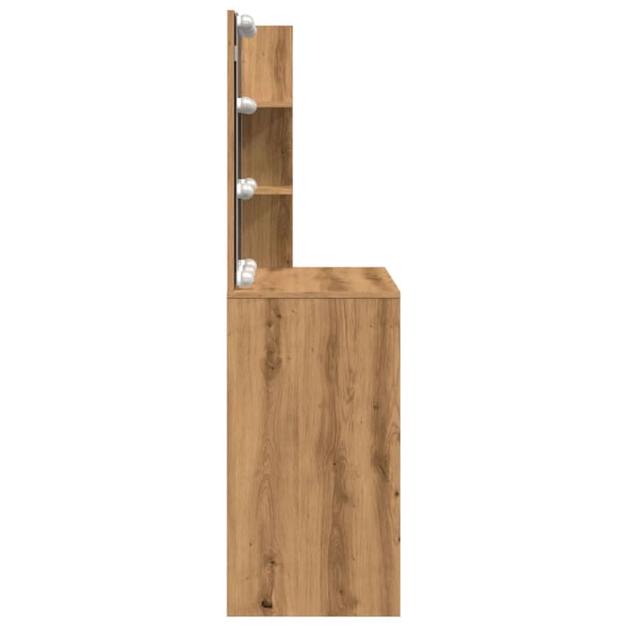 Masă de toaletă cu LED, stejar artizanal, 60x40x140 cm - WALTI WALTI