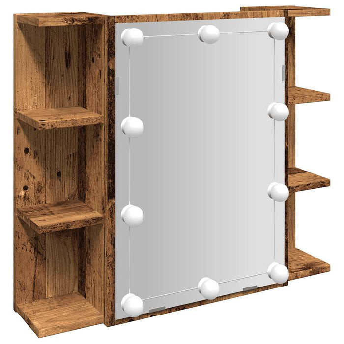 Dulap cu oglindă și LED, lemn vechi, 70x16,5x60 cm - WALTI WALTI