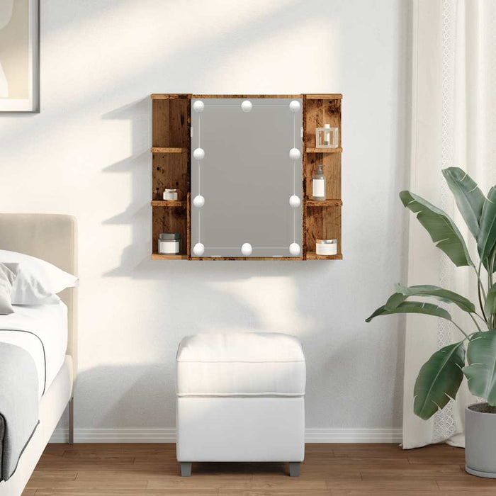 Dulap cu oglindă și LED, lemn vechi, 70x16,5x60 cm - WALTI WALTI