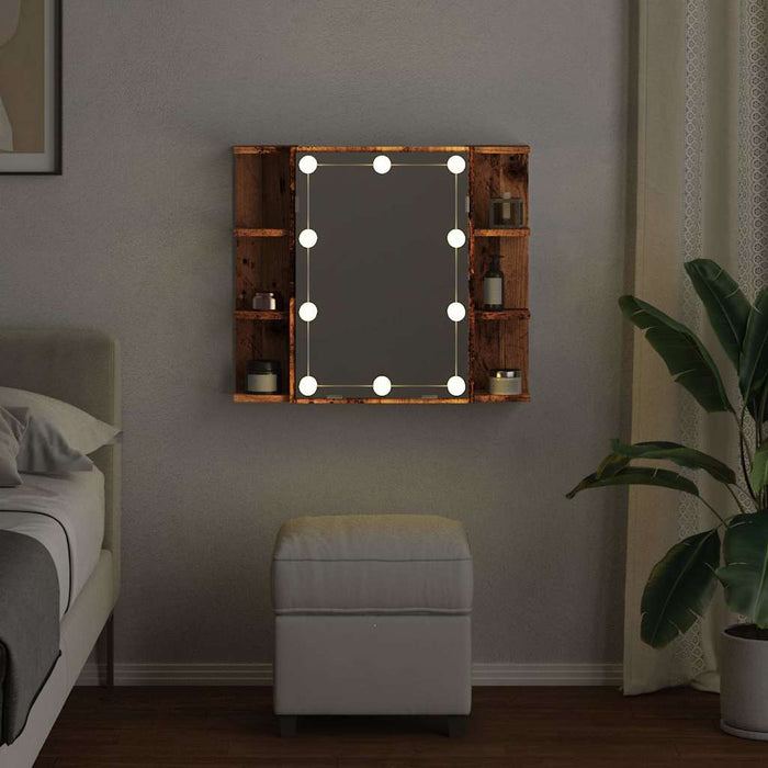 Dulap cu oglindă și LED, lemn vechi, 70x16,5x60 cm - WALTI WALTI