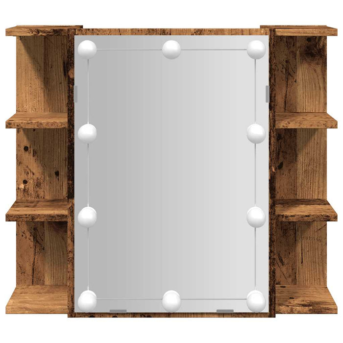 Dulap cu oglindă și LED, lemn vechi, 70x16,5x60 cm - WALTI WALTI