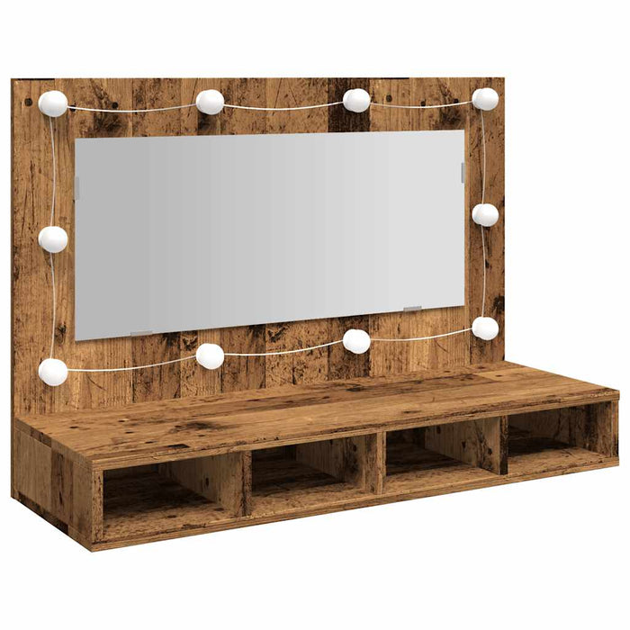 Dulap cu oglindă și LED, lemn vechi, 90x31,5x62 cm - WALTI WALTI