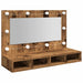 Dulap cu oglindă și LED, lemn vechi, 90x31,5x62 cm - WALTI WALTI