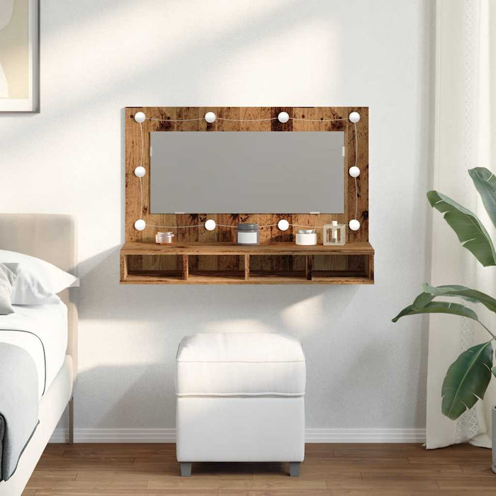 Dulap cu oglindă și LED, lemn vechi, 90x31,5x62 cm - WALTI WALTI