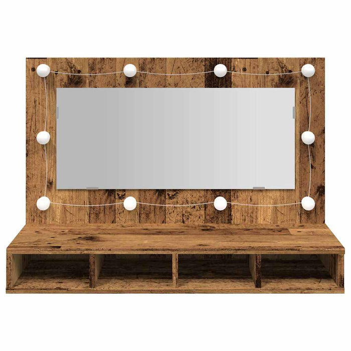 Dulap cu oglindă și LED, lemn vechi, 90x31,5x62 cm - WALTI WALTI