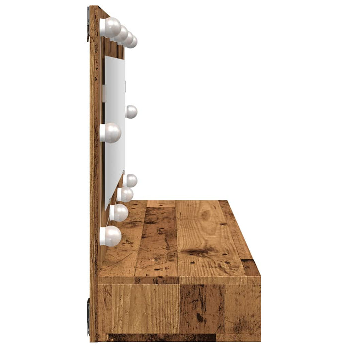 Dulap cu oglindă și LED, lemn vechi, 90x31,5x62 cm - WALTI WALTI