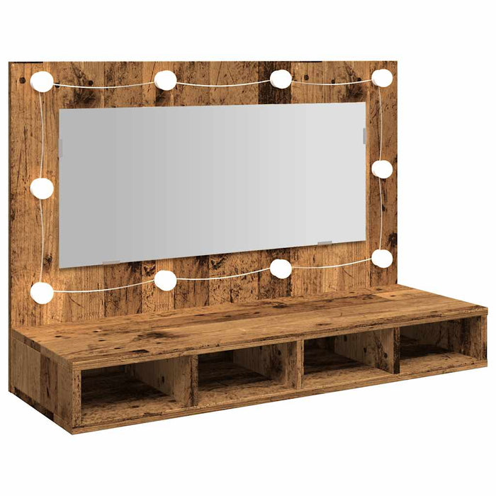 Dulap cu oglindă și LED, lemn vechi, 90x31,5x62 cm - WALTI WALTI
