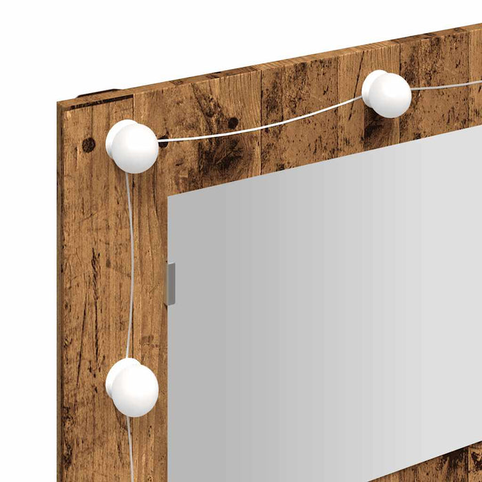 Dulap cu oglindă și LED, lemn vechi, 90x31,5x62 cm - WALTI WALTI