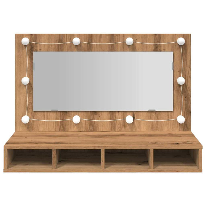 Dulap cu oglindă și LED, Artisan Stejar, 90x31,5x62 cm - WALTI WALTI