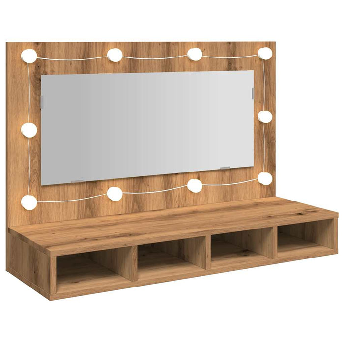 Dulap cu oglindă și LED, Artisan Stejar, 90x31,5x62 cm - WALTI WALTI