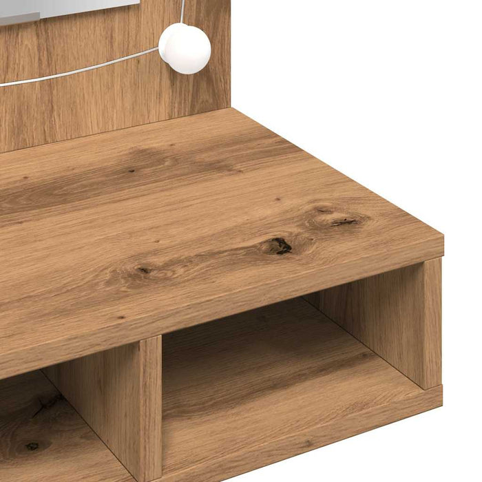 Dulap cu oglindă și LED, Artisan Stejar, 90x31,5x62 cm - WALTI WALTI