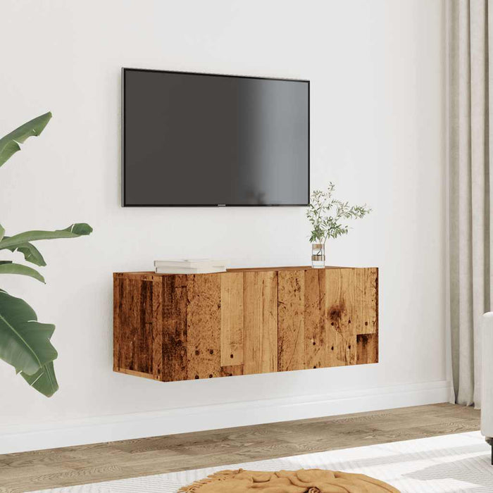 Comodă TV de perete, 2 buc. lemn vechi, 80x30x30 cm - WALTI WALTI