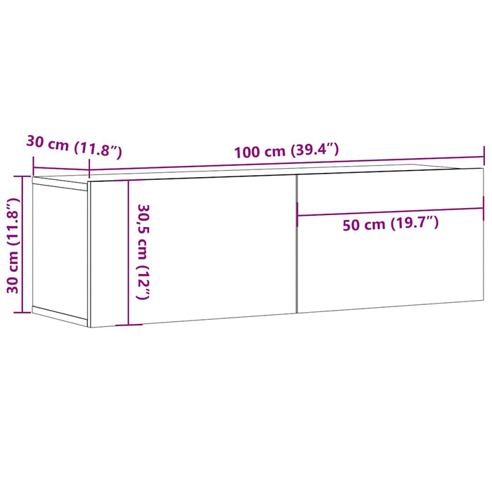 Comodă TV de perete, 2 buc. lemn vechi, 100x30x30 cm - WALTI WALTI