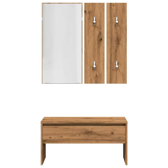 Set de mobilier pentru hol din lemn de stejar artizanal WALTI