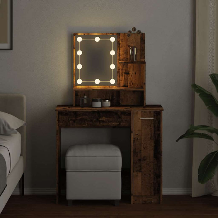 Masă de toaletă cu LED, lemn vechi, 86,5x35x136 cm - WALTI WALTI