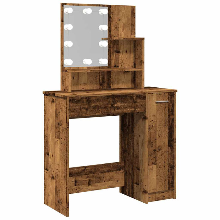 Masă de toaletă cu LED, lemn vechi, 86,5x35x136 cm - WALTI WALTI
