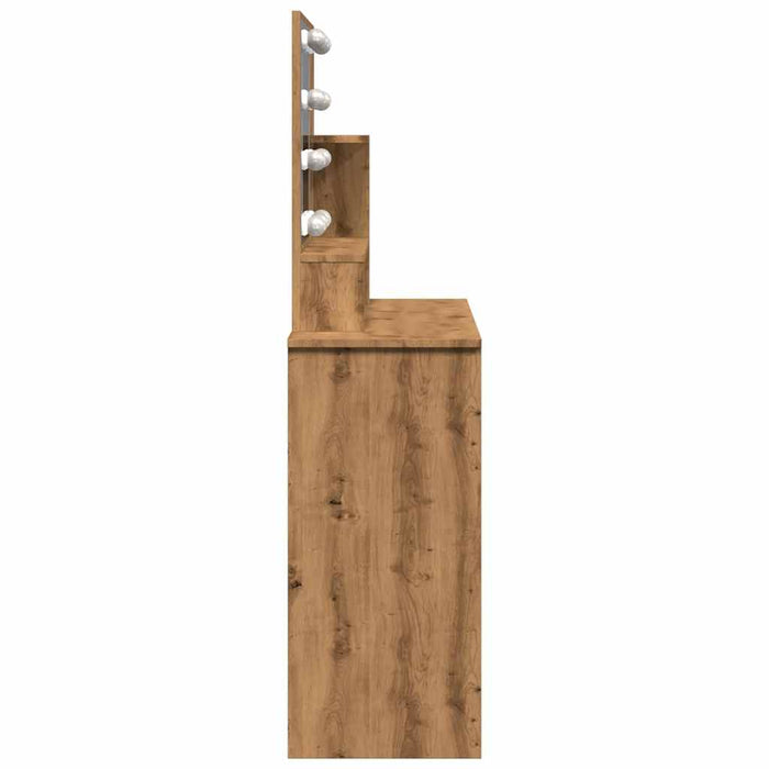 Masă de toaletă cu LED, stejar artizanal, 86,5x35x136 cm - WALTI WALTI