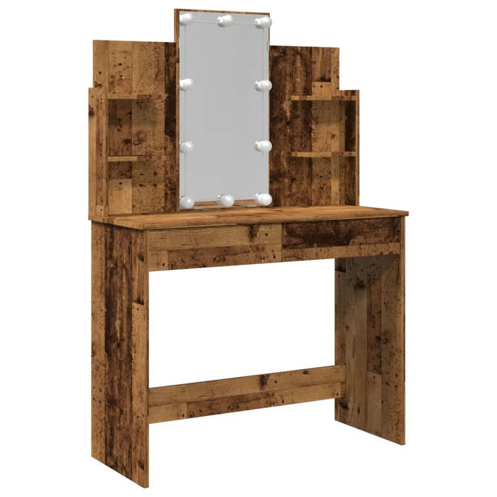 Masă de toaletă cu LED-uri, lemn vechi, 96x40x142 cm - WALTI WALTI