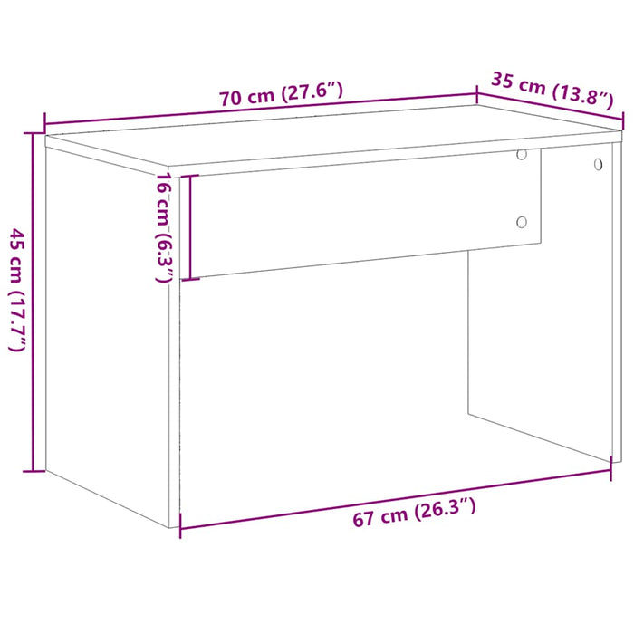 Taburet de toaletă din lemn vechi 70x35x45 cm lemn prelucrat WALTI