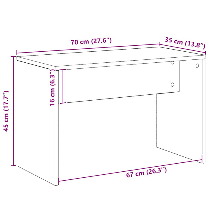 Taburet de toaletă Stejar artizanal 70x35x45 cm Lemn prelucrat WALTI