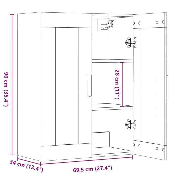 Dulap de perete suspendat, stejar artizanal, 69,5x34x90 cm - WALTI WALTI