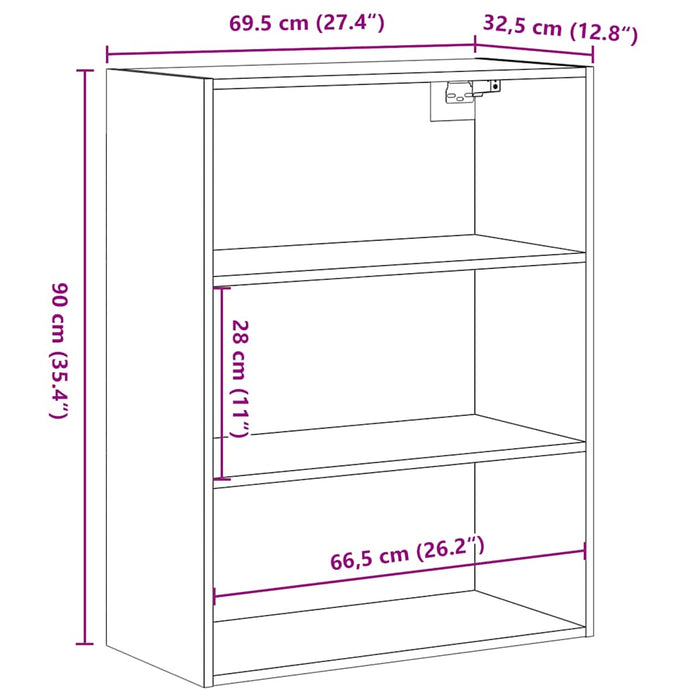 Dulap de perete suspendat, Stejar artizanal, 69,5x32,5x90 cm - WALTI WALTI
