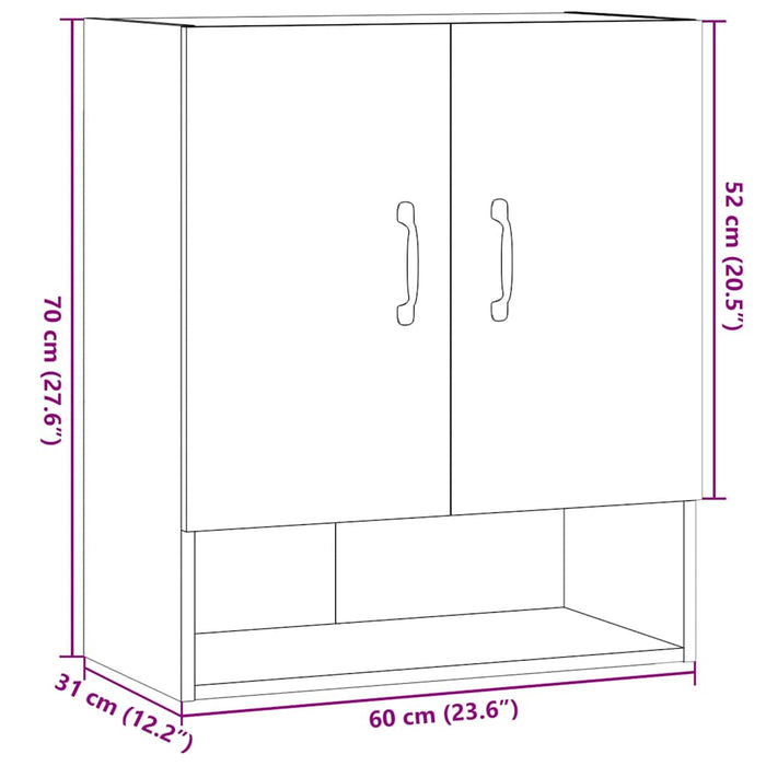 Dulap de perete, Stejar artizanal, 60x31x70 cm, lemn compozit - WALTI WALTI