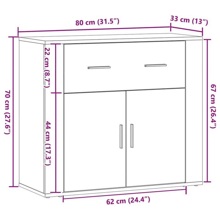 Dulap, stejar artizanal, 80x33x70 cm, lemn prelucrat - WALTI WALTI