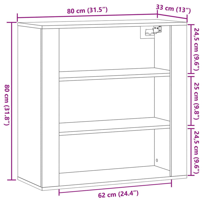 Dulap de perete, lemn vechi, 80x33x80 cm, lemn prelucrat - WALTI WALTI