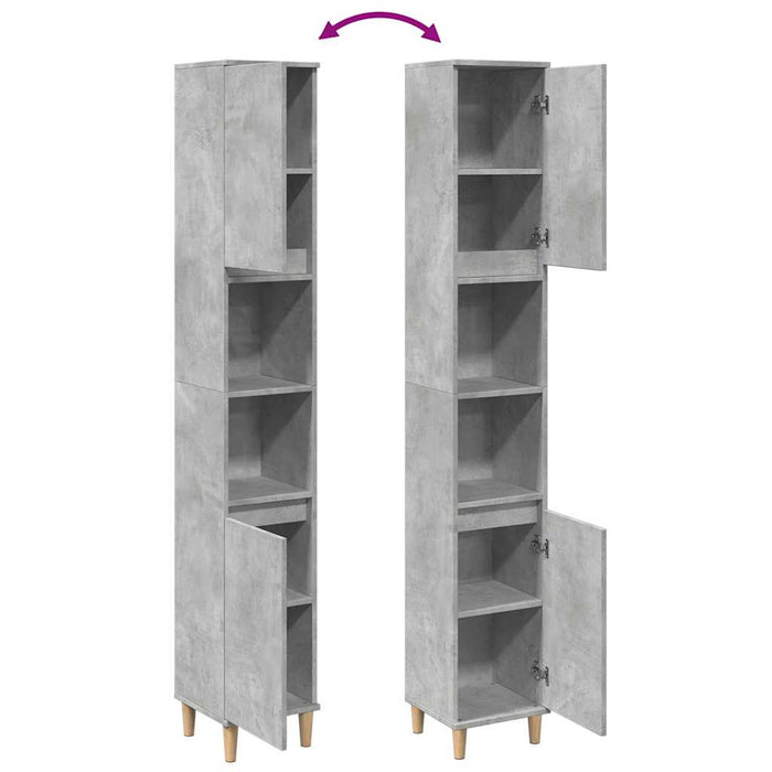 Dulap de baie, gri beton, 30x30x190 cm, lemn prelucrat - WALTI WALTI