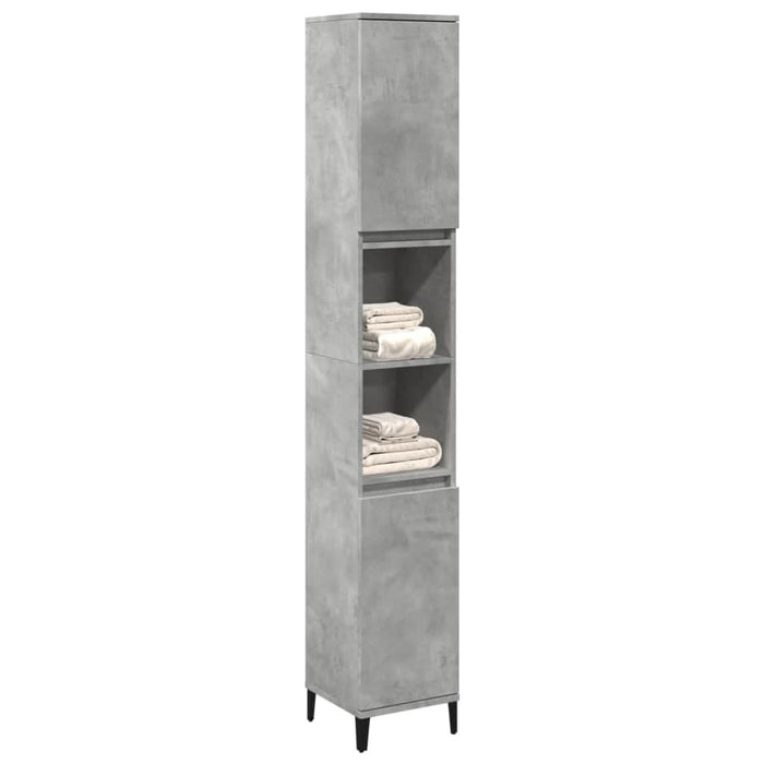Dulap de baie, gri beton, 30x30x190 cm, lemn prelucrat - WALTI WALTI