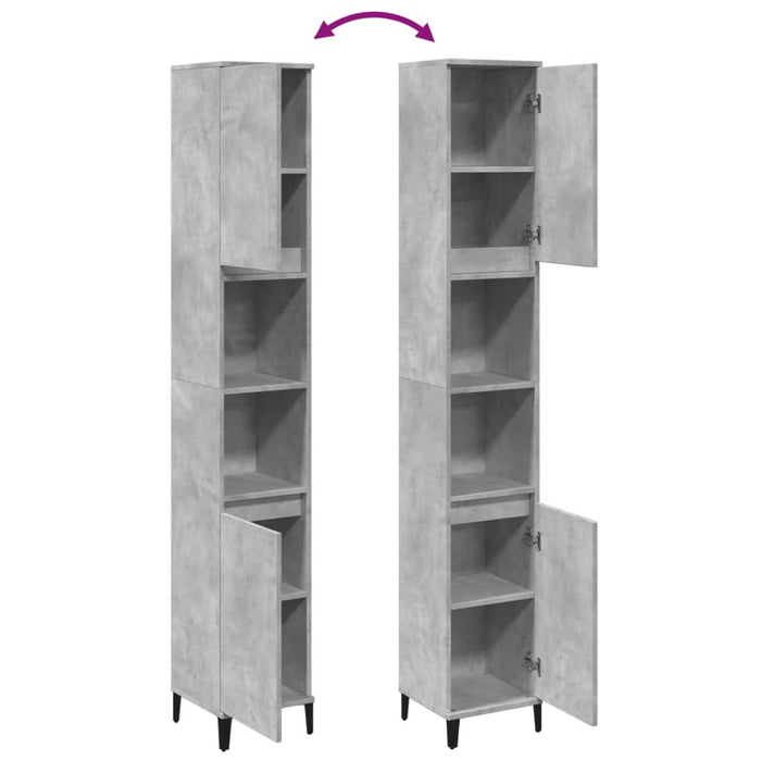 Dulap de baie, gri beton, 30x30x190 cm, lemn prelucrat - WALTI WALTI