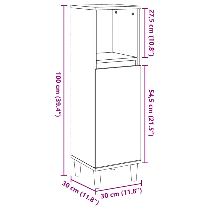 Dulap de baie, gri beton, 30x30x100 cm, lemn prelucrat WALTI