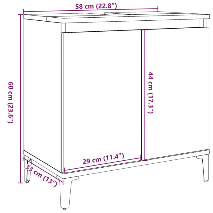 Dulap de chiuvetă, gri beton, 58x33x60 cm, lemn prelucrat - WALTI WALTI