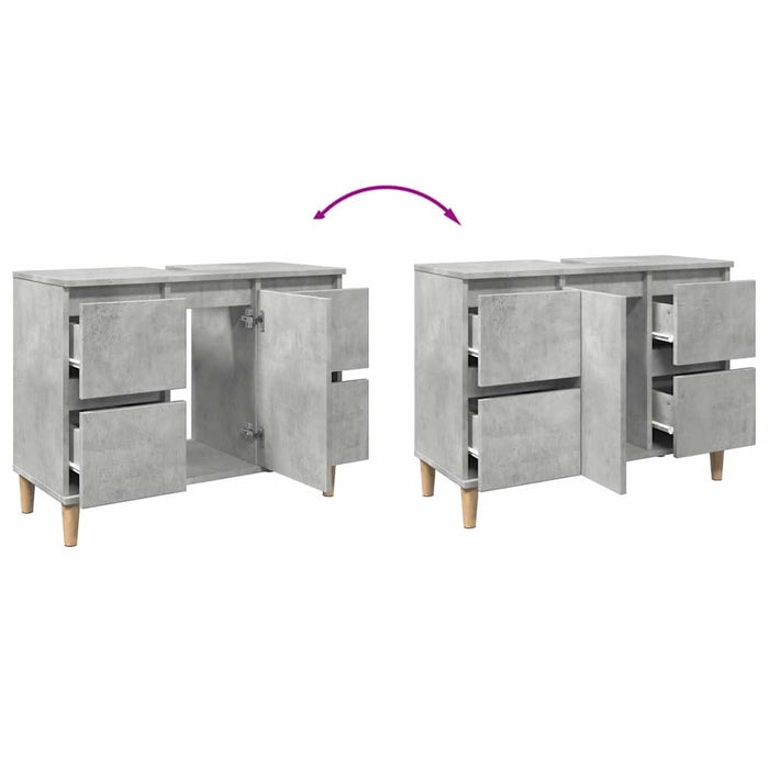 Dulap de chiuvetă, gri beton, 80x33x60 cm, lemn prelucrat - WALTI WALTI