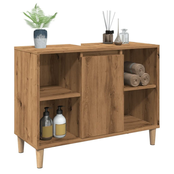 Dulap pentru baie stejar artizanal, 80x33x60 cm, lemn prelucrat - WALTI WALTI
