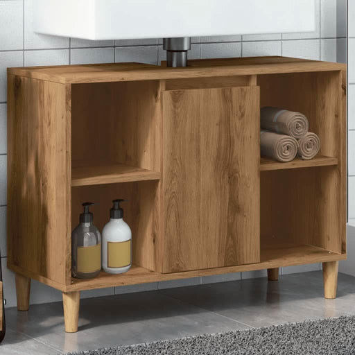 Dulap pentru baie stejar artizanal, 80x33x60 cm, lemn prelucrat - WALTI WALTI