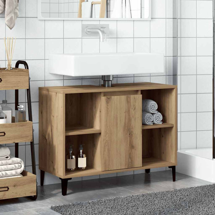 Dulap de chiuvetă stejar artizanal, 80x33x60 cm, lemn prelucrat - WALTI WALTI
