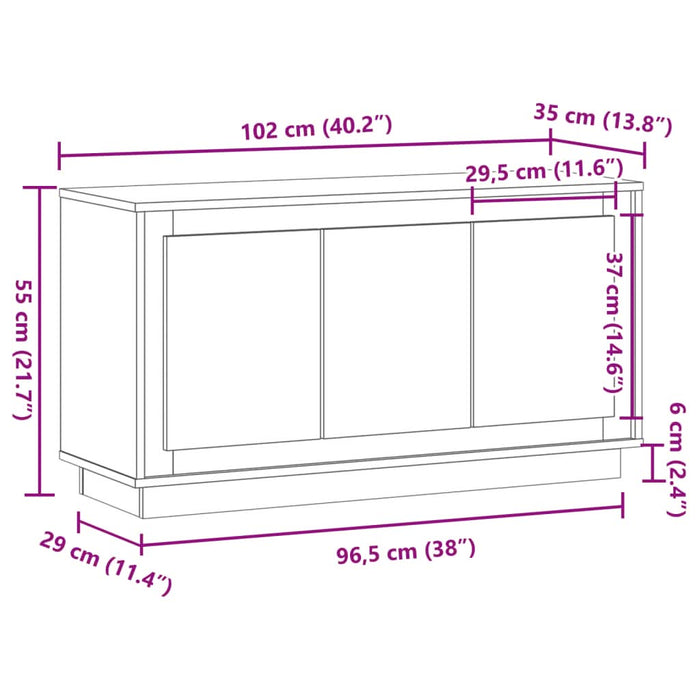 Servantă, stejar artizanal, 102x35x55 cm, lemn prelucrat - WALTI WALTI