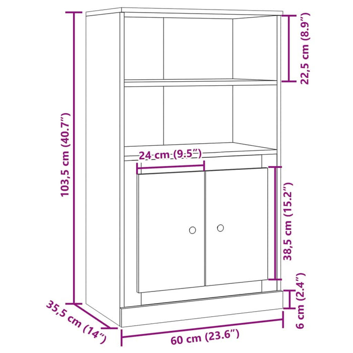 Dulap înalt, lemn vechi, 60x35,5x103,5 cm, lemn prelucrat - WALTI WALTI