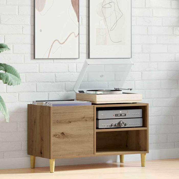Dulap discuri stejar artizanal, 84,5x38x48 cm, lemn prelucrat WALTI