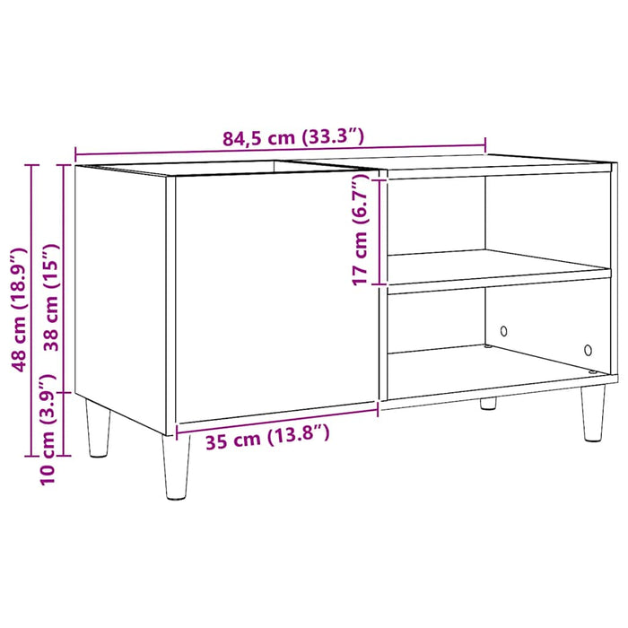 Dulap discuri stejar artizanal, 84,5x38x48 cm, lemn prelucrat WALTI