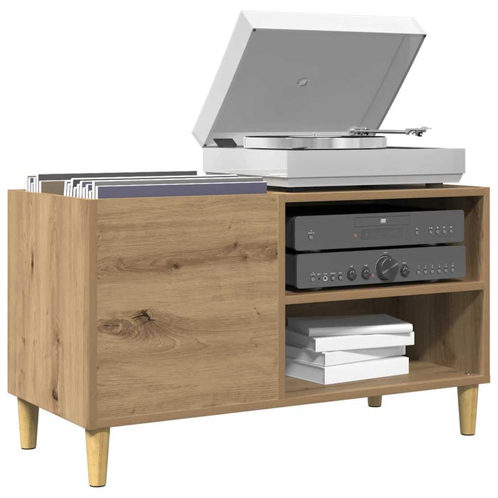 Dulap discuri stejar artizanal, 84,5x38x48 cm, lemn prelucrat WALTI