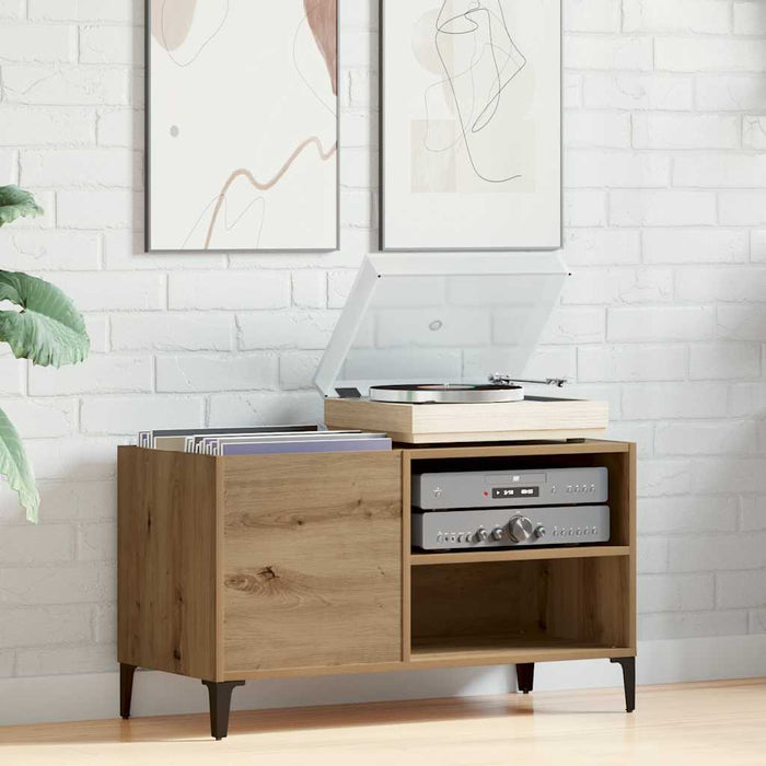 Dulap discuri stejar artizanal, 84,5x38x48 cm, lemn prelucrat - WALTI WALTI