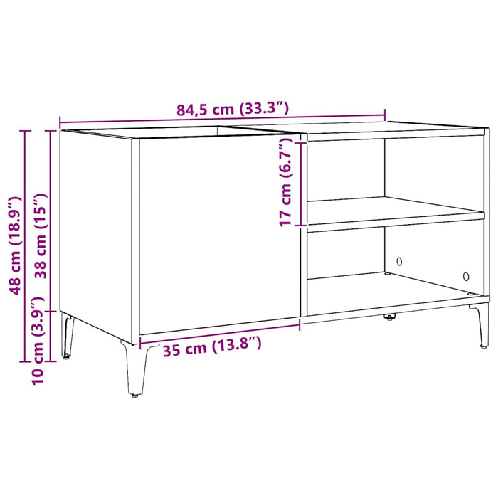 Dulap discuri stejar artizanal, 84,5x38x48 cm, lemn prelucrat - WALTI WALTI