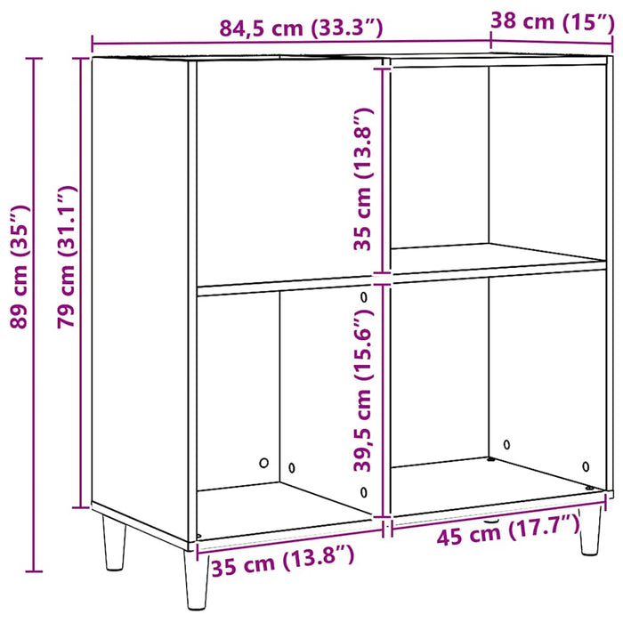 Dulap discuri stejar artizanal 84,5x38x89 cm lemn prelucrat - WALTI WALTI